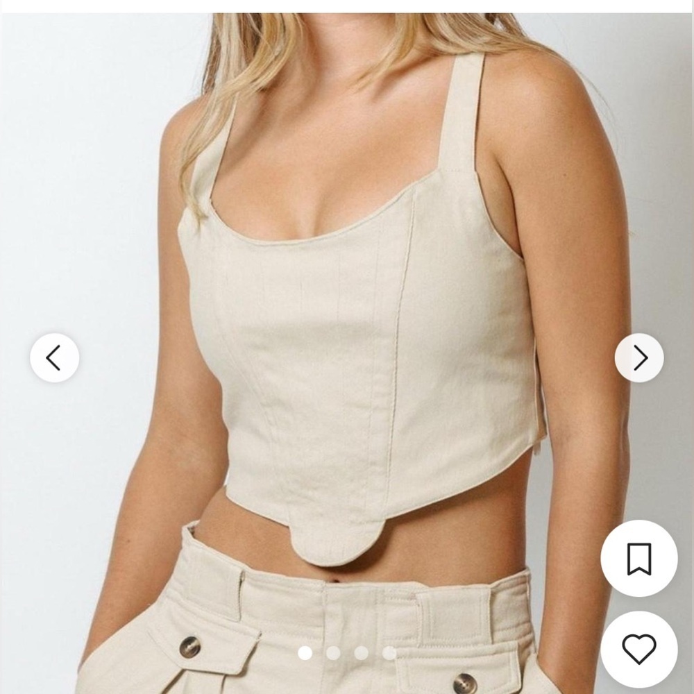 Crescent khaki corset crop top size Large